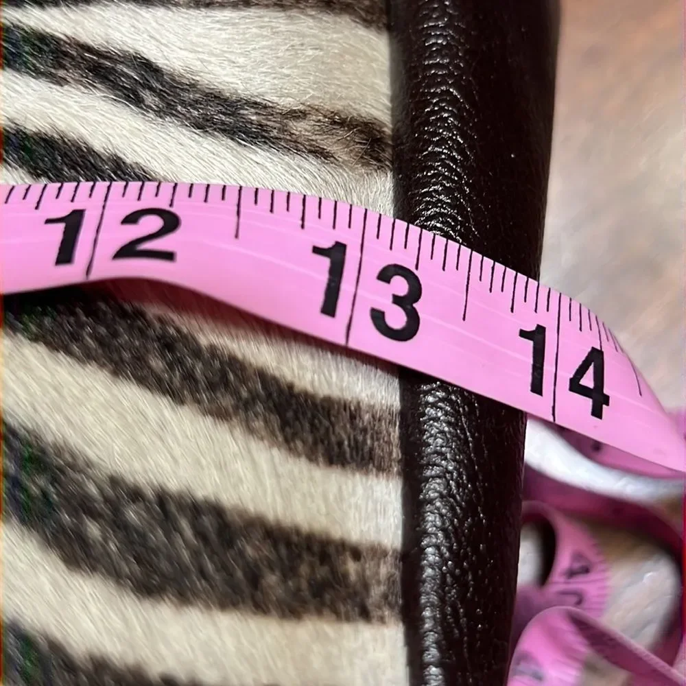 Andrea Viccaro Italy Zebra Calf Hair Tote Bag NWT Genuine Leather 13” BrownWhite